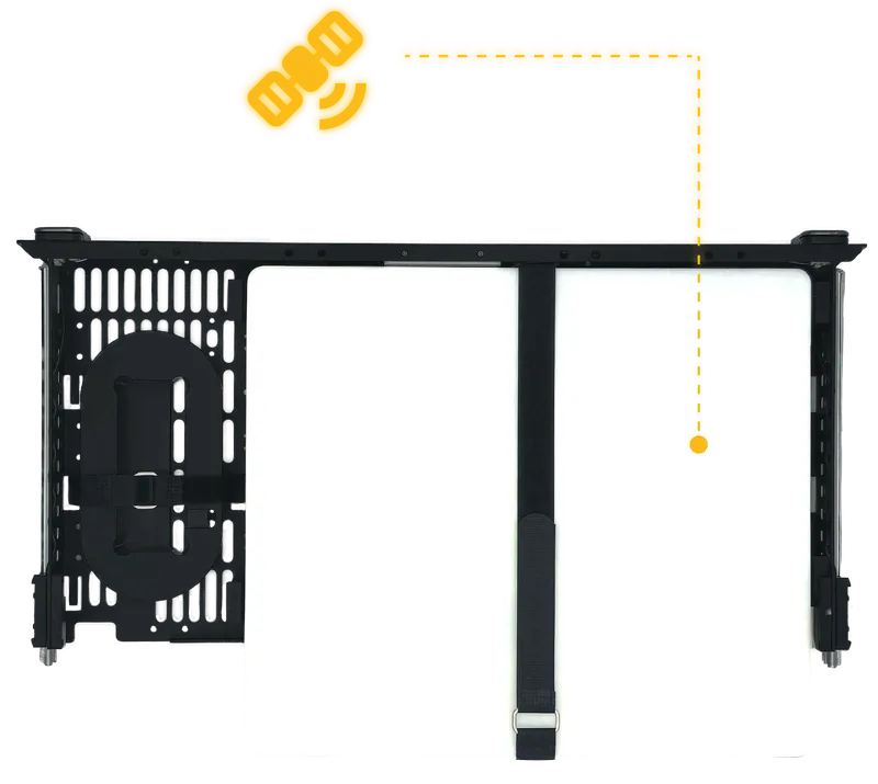 HiveRadar EDC bottom storage drawer configured for Starlink Mini satellite internet system